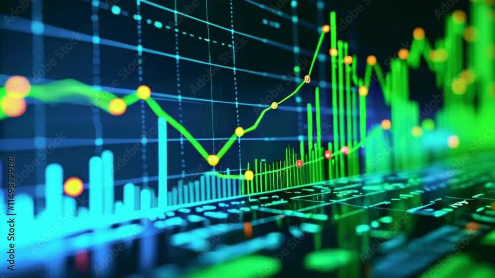 Bright Digital Financial Chart with Market Trends and Business Growth Analysis Bright Digital Financial Chart with Market Trends and Business Growth Analysis