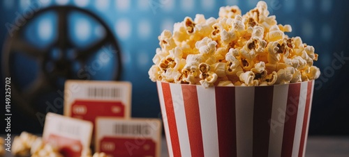 Enjoying a movie night with popcorn home theater food experience cozy environment close-up view entertainment theme