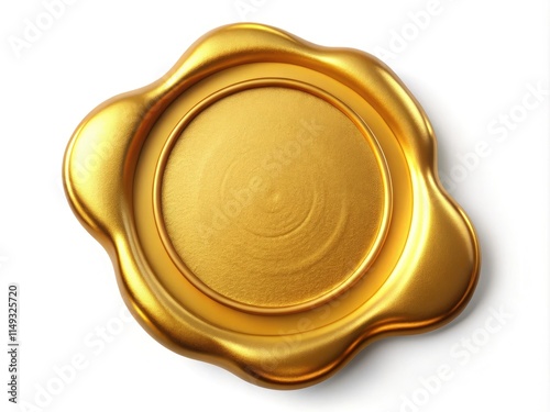 Wallpaper Mural Gold Wax Seal Stamp, 3D Rendered Golden Stamp, Isolated White Background, Luxury Seal,  Premium Quality,  Authenticity Symbol Torontodigital.ca