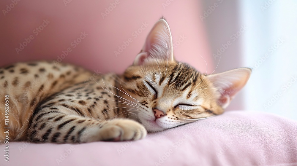 Serene Feline Slumber in a Minimalist Pastel Realm Serene Feline Slumber in a Minimalist Pastel Realm