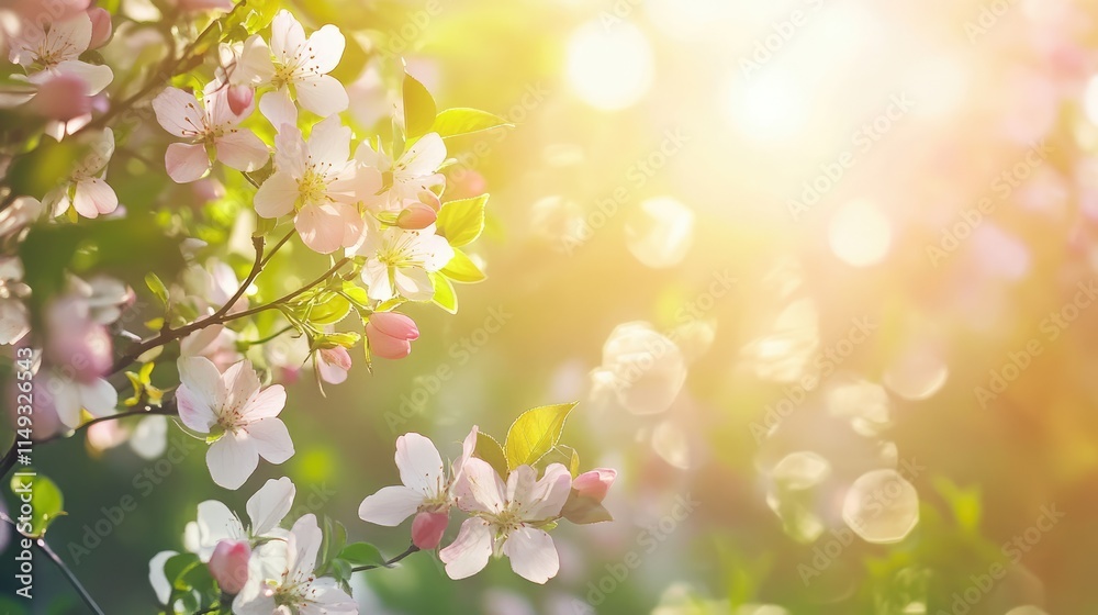 spring flowers in sunlight - abstract springtime background