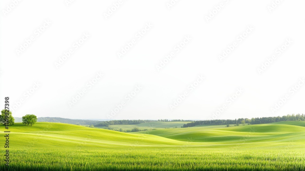 Obraz premium A large, open field with a few trees scattered throughout