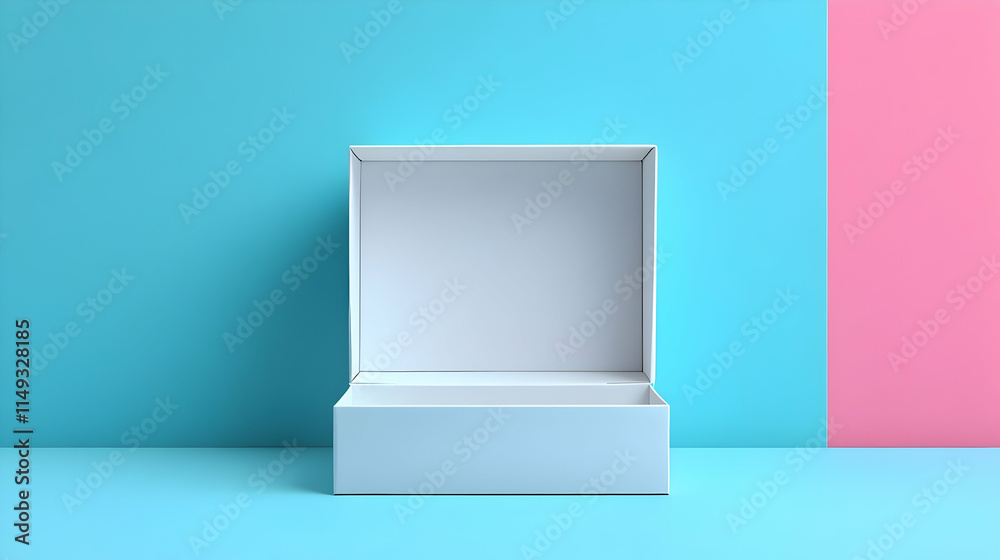 Fototapeta premium An open white box on a colorful background, suggesting potential or storage.