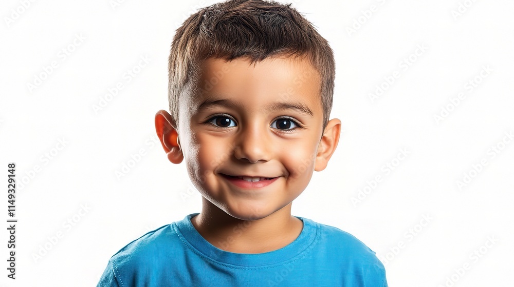 Happy Middle Eastern Boy with Short Hair in Blue Shirt Smiling Happy Middle Eastern Boy with Short Hair in Blue Shirt Smiling
