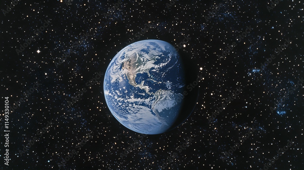 Fototapeta premium Earth Planet In Space Among Distant Stars