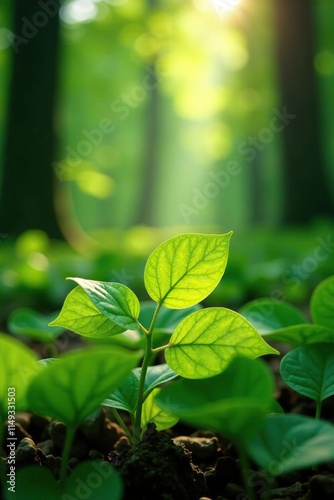 Bright green Dischidia leaves in a sunny forest clearing, sunlight, naturalfocus, dischidia photo