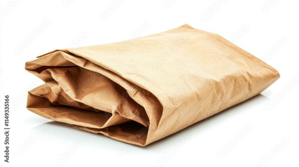Large eco-friendly paper bag with a natural brown finish on a white background. Large eco-friendly paper bag with a natural brown finish on a white background.