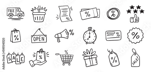 Loyalty card hand drawn doodle element icons. Symbol for Loyalty card, incentive program outline illustration icon