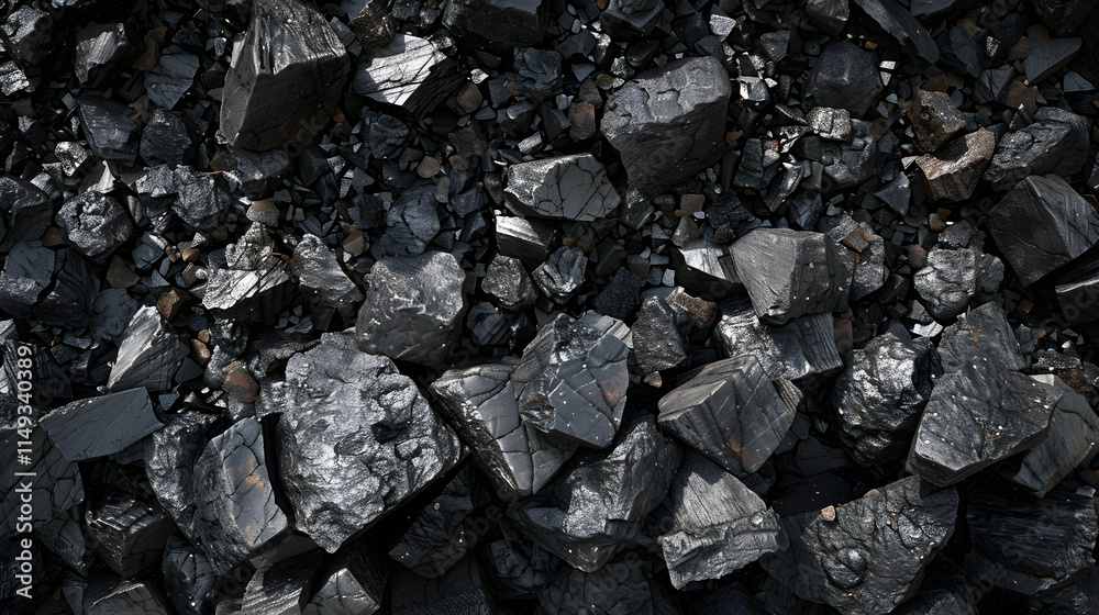 Detailed Close-up of Raw Coal Chunks with Varying Textures and Shades for Industrial Use Detailed Close-up of Raw Coal Chunks with Varying Textures and Shades for Industrial Use