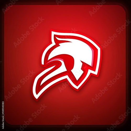 Abstract Red Spartan Helmet Logo Design Graphic photo