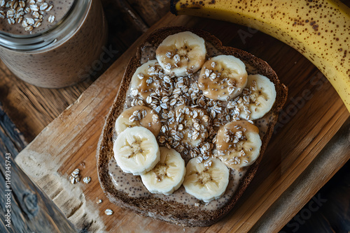 Banana, peanut butter and bread, breakfast menu