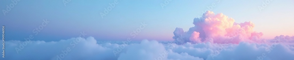 Serene blue sky at dawn with soft pink wisps of cloud, peaceful, misty, soft Serene blue sky at dawn with soft pink wisps of cloud, peaceful, misty, soft