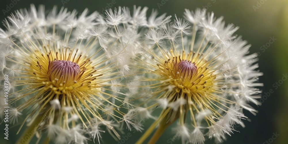 Soft focus dandelion macro flower with seed details , spring, yellow, petals Soft focus dandelion macro flower with seed details , spring, yellow, petals