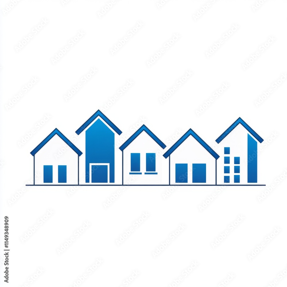Blue House Row Modern Real Estate Development Icon