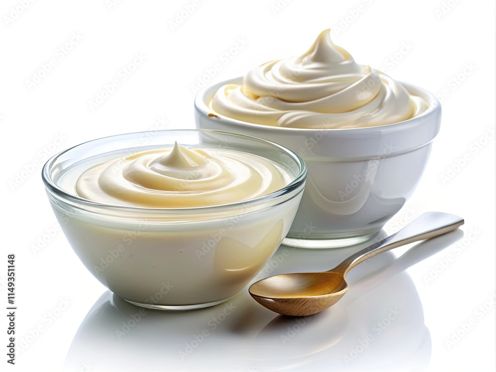 Creamy layers, swirling textures: a double exposure of sour cream, mayonnaise, and yogurt. Creamy layers, swirling textures: a double exposure of sour cream, mayonnaise, and yogurt.