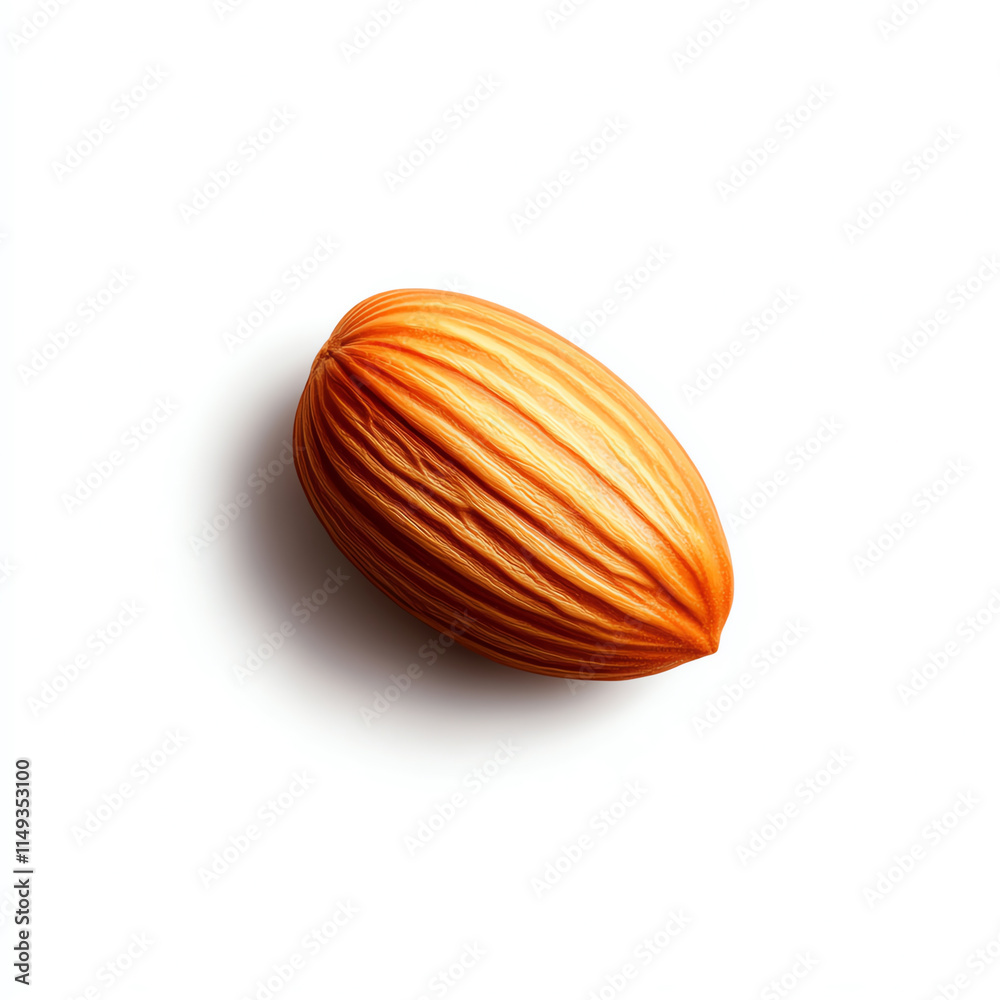 A close-up image of a single almond on a white background, showcasing its texture. A close-up image of a single almond on a white background, showcasing its texture.