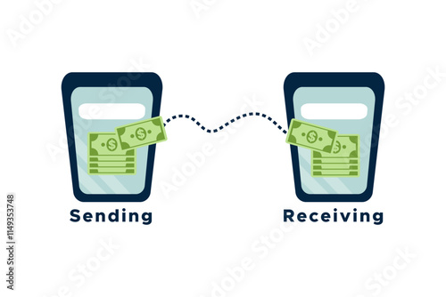 sending and receiving money between two mobile phone devices 