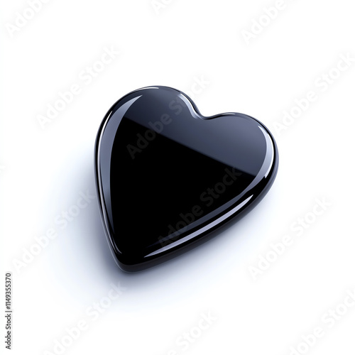 A glossy black heart symbolizing love and emotion in a minimalist design. photo