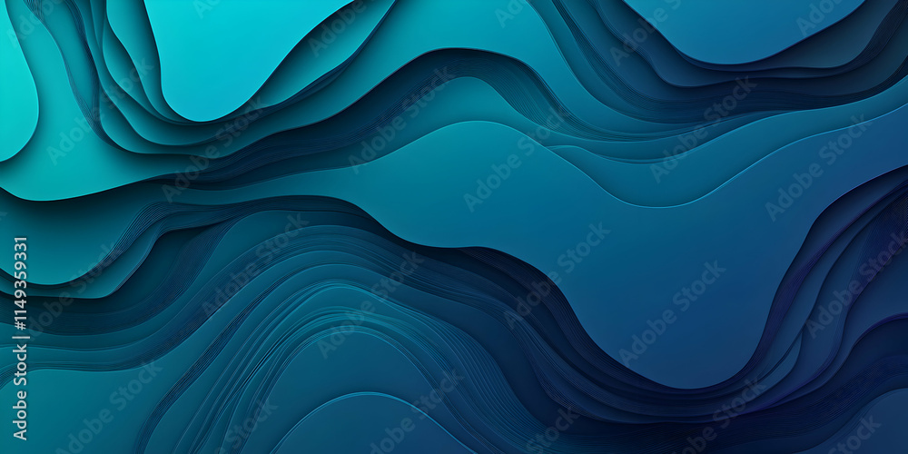 Fototapeta premium Abstract blue waves creating a smooth, flowing texture for backgrounds.