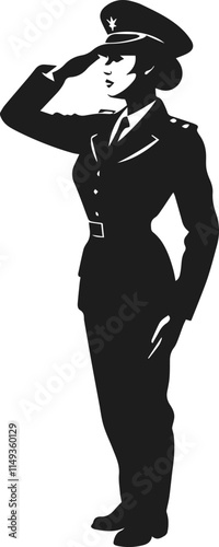 silhouette of a soldier woman salute vector