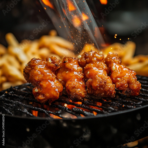 Delicious Chicken Fry on a multicolored background