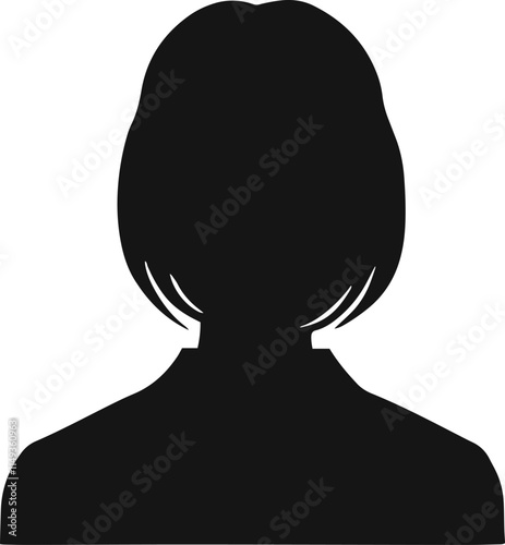 female head silhouette avatar, profile icons. Vector illustration
