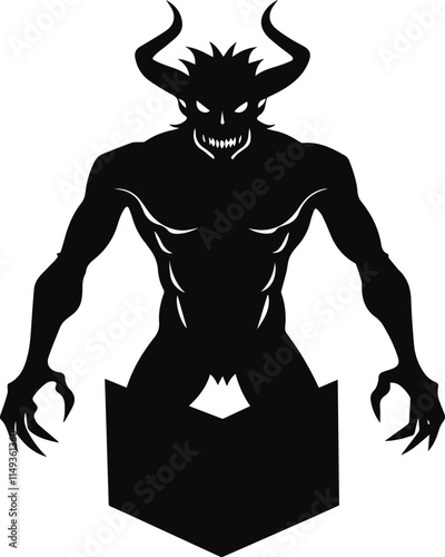 Demon devil and hell silhouette vector illustration