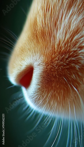 Close-up of a cat's nose, highlighting its texture and details. photo