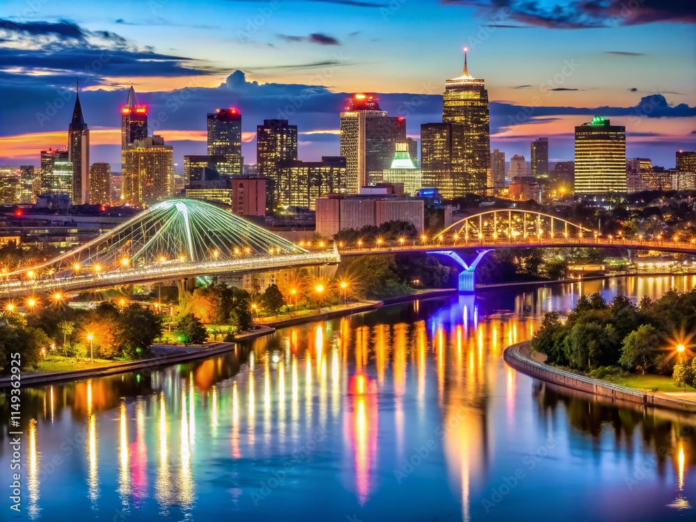 Obraz premium Montreal Cityscape: Bridges, Olympic Stadium, High-Resolution Photo