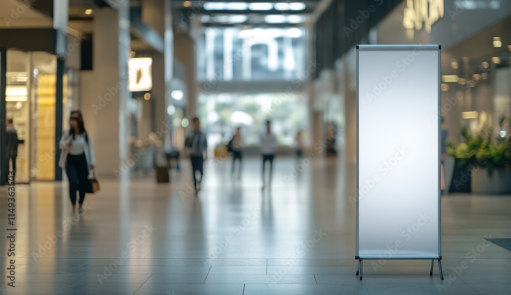 Blank Roll-up Banner Stands in Modern Building Lobby, Ideal for Marketing and Advertising Displays in Public Spaces. Blank Roll-up Banner Stands in Modern Building Lobby, Ideal for Marketing and Advertising Displays in Public Spaces.