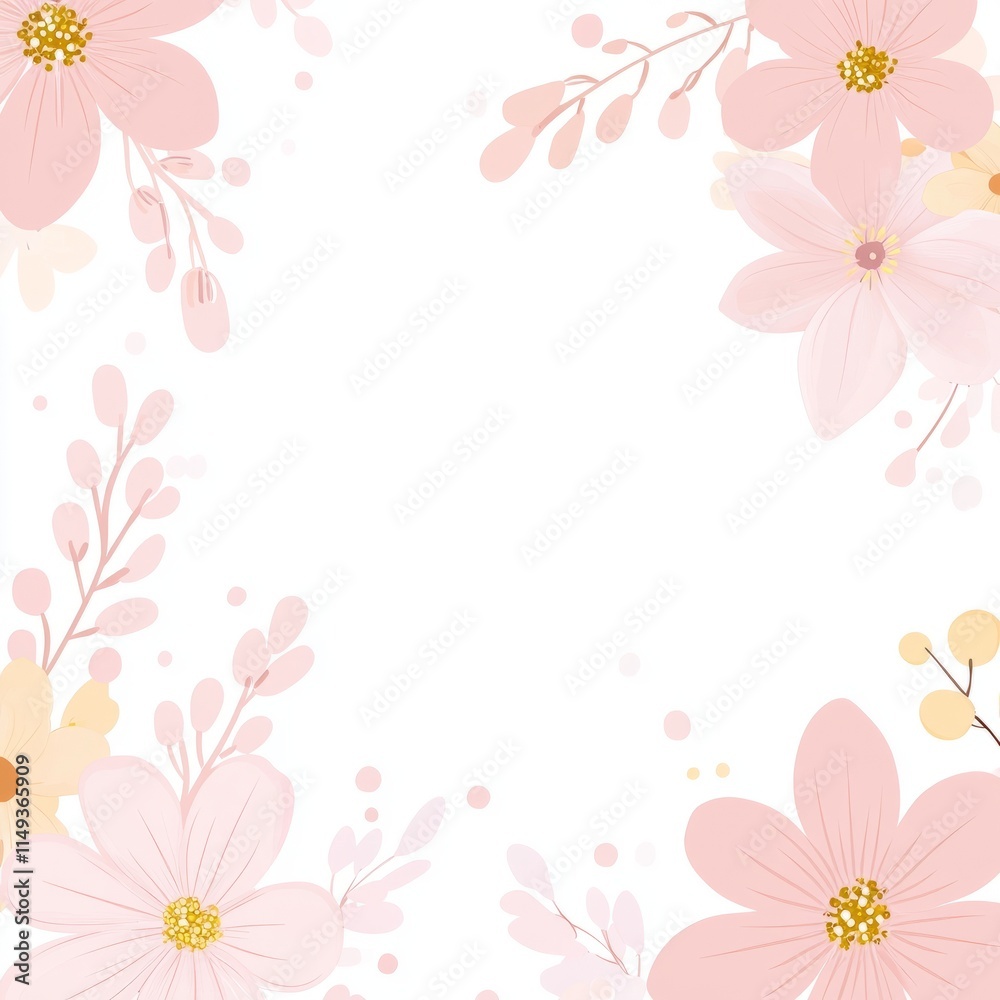 Delicate Pink Floral Frame Elegant Wedding Invitation Design Delicate Pink Floral Frame Elegant Wedding Invitation Design