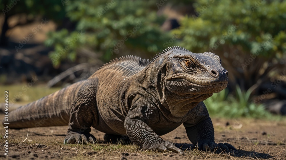 Obraz premium Large Komodo dragon, close-up view.