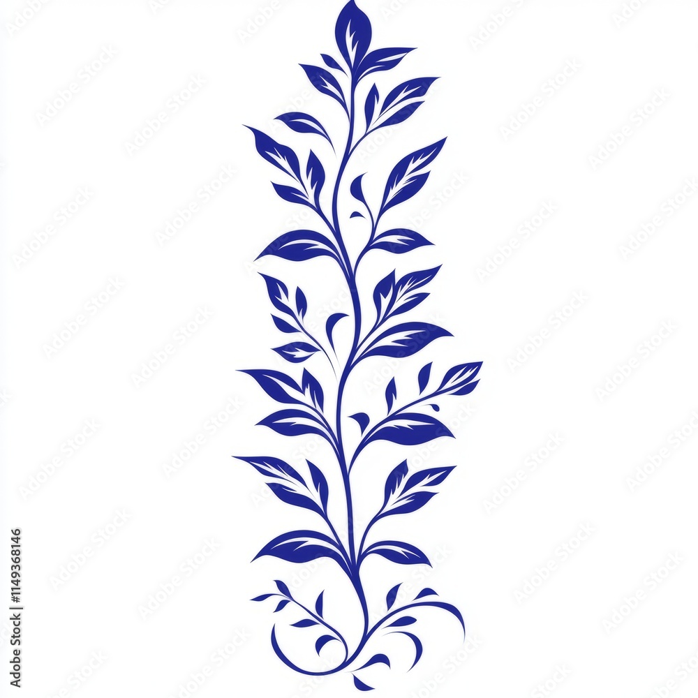 Fototapeta premium Elegant Blue Floral Vine Design Element for Decor