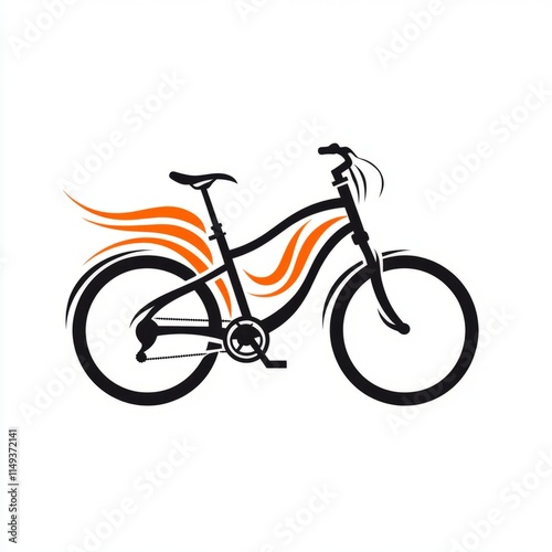 Fast Bicycle Logo Design with Orange Flames photo