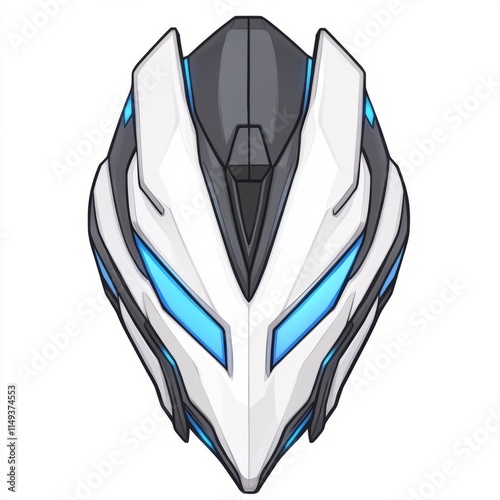 Futuristic Helmet Design Sleek White and Blue Spacesuit Headgear photo