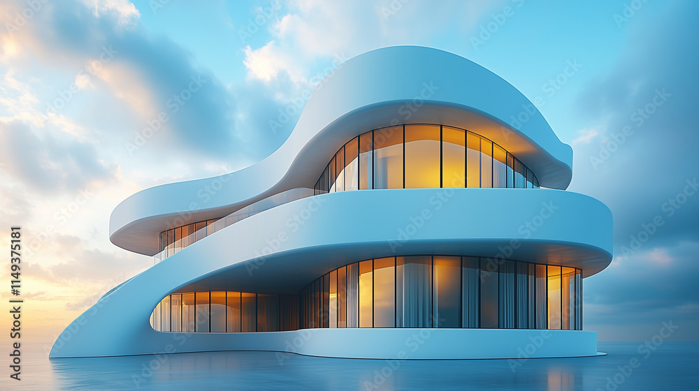 Fototapeta premium A modern design building with large glass windows
