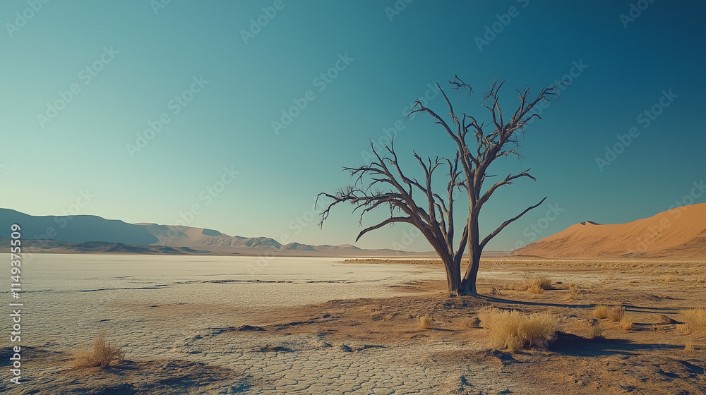 View of the iconic desert in Namibia, view of Deadvlei salt pan trees in Sesreim Soussuvlei Namib-Naukluft National Park, Namibia. View of the iconic desert in Namibia, view of Deadvlei salt pan trees in Sesreim Soussuvlei Namib-Naukluft National Park, Namibia.