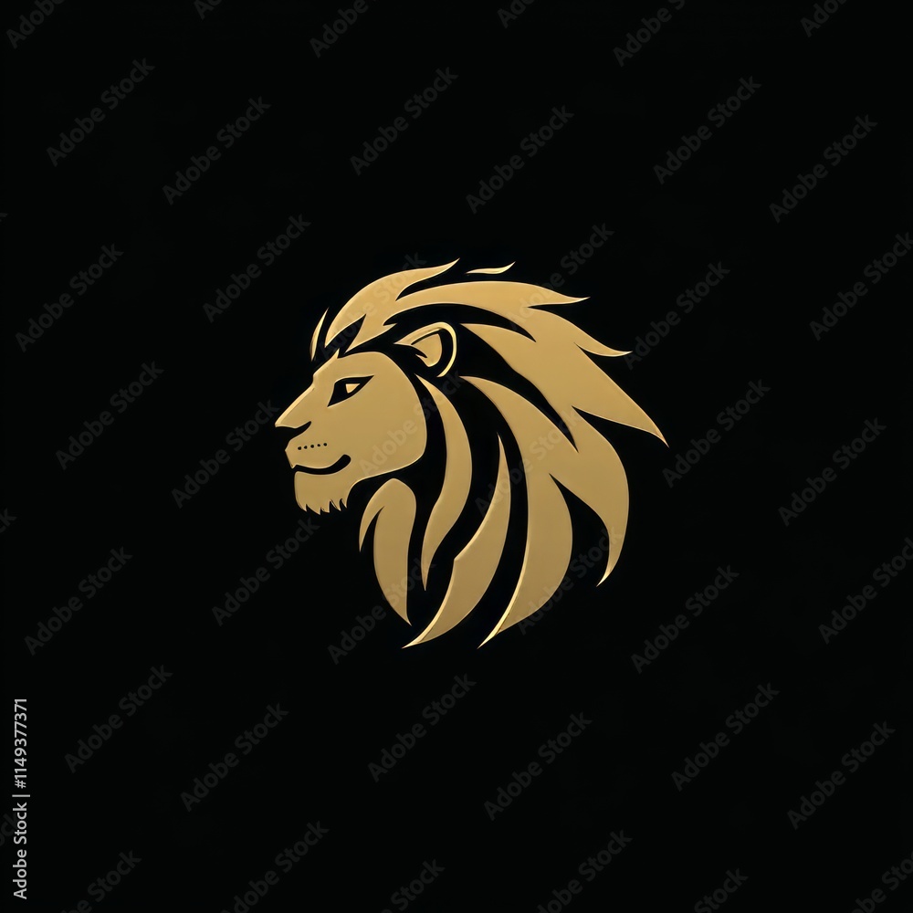 Fototapeta premium Golden Lion Head Logo Design Regal and Powerful Symbol