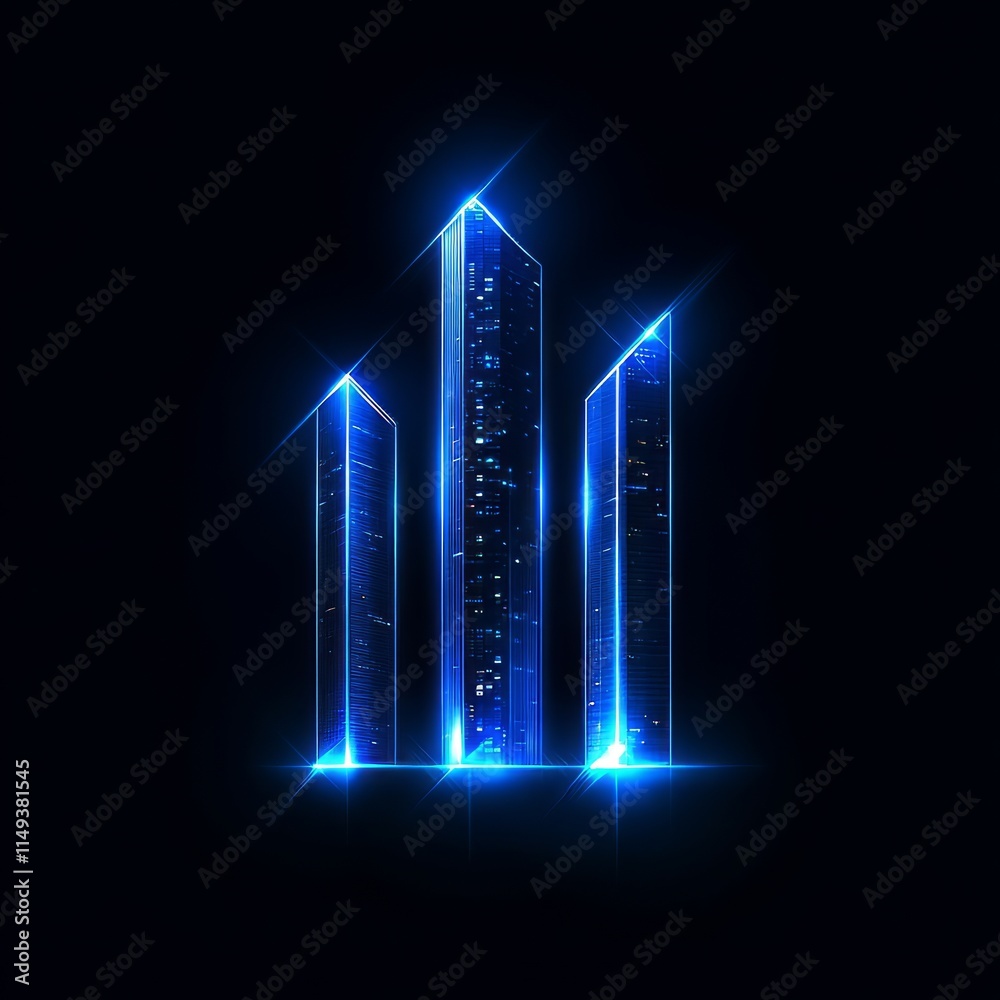 Fototapeta premium Neon Cityscape Glowing Skyscrapers at Night