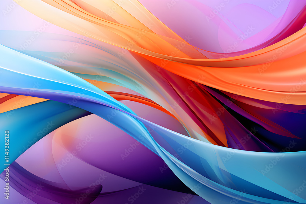 Fototapeta premium Surreal Dreamlike Vibrant Geometric Abstraction: A Dynamic CGI Journey Through Colorful Curved Dimensions