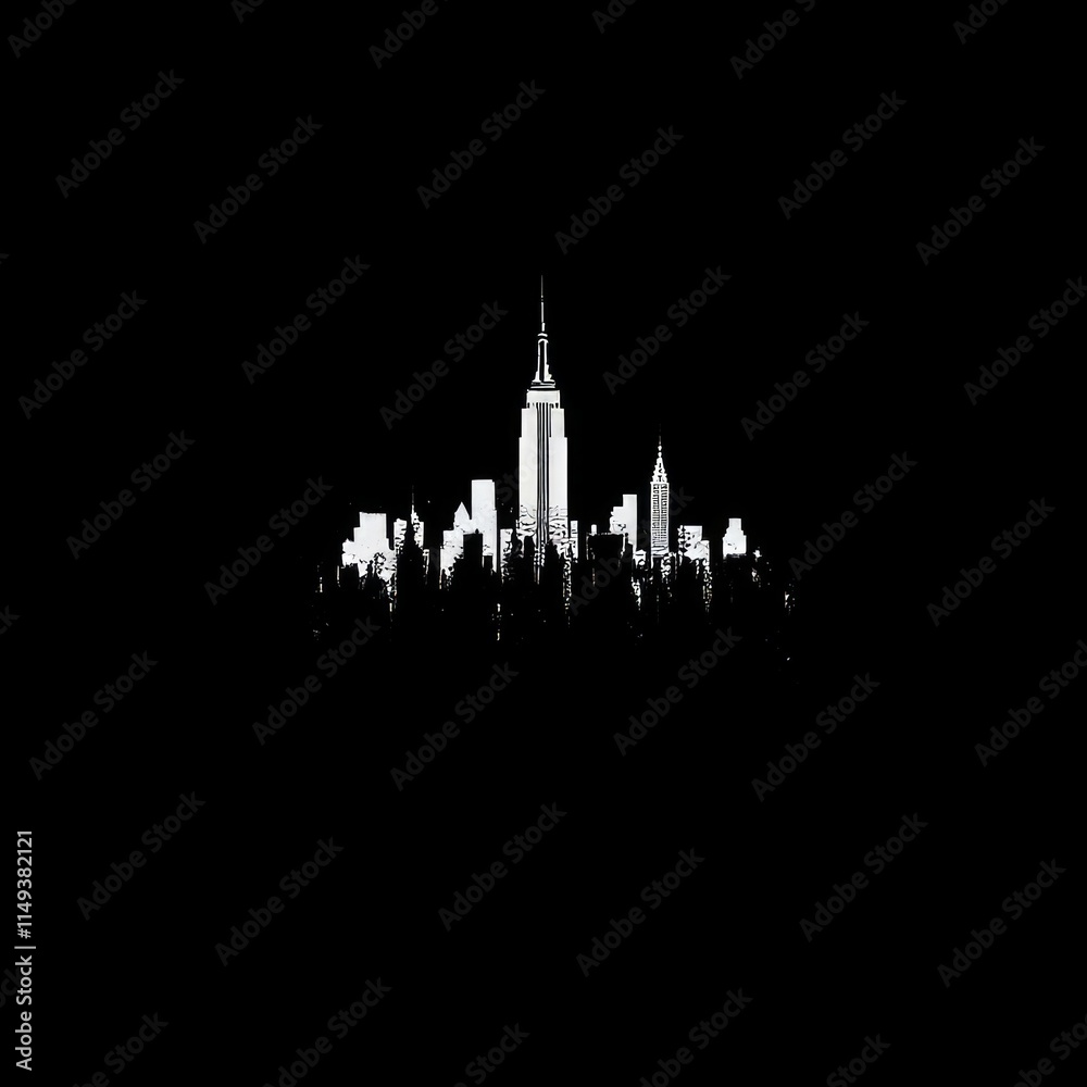 Obraz premium New York City Skyline Silhouette at Night