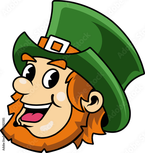 Saint Patrick's Day Beard Man Head Cartoon Character in Retro Illustration