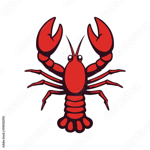 Cute cartoon lobster illustration against a white background.