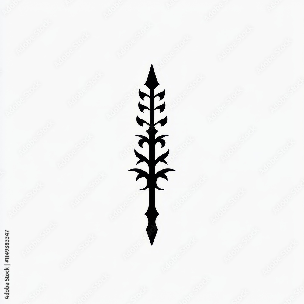 Ornamental Spearhead Design Elegant Black Silhouette Ornamental Spearhead Design Elegant Black Silhouette