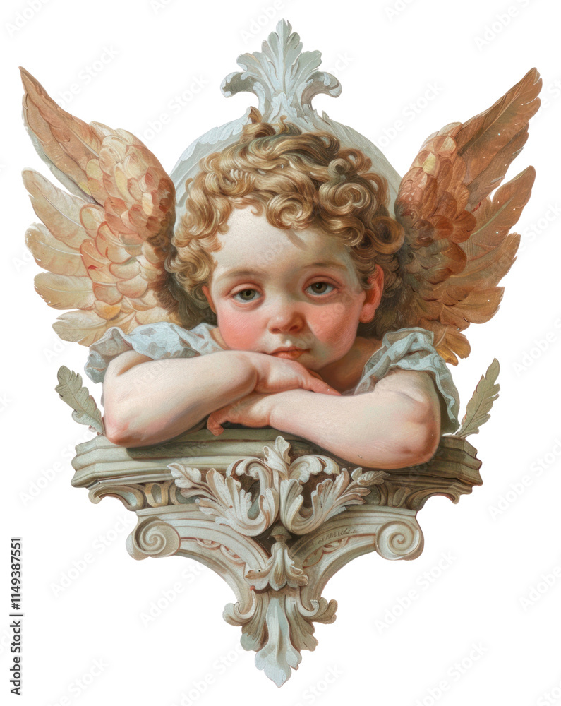 Fototapeta premium PNG A cherub vintage angel art.