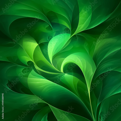 Abstract green background with leaves for interior wall art photo frame design