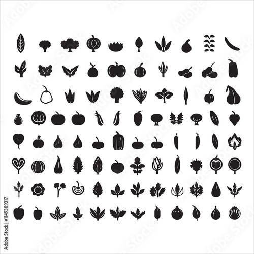 Hand drawn vector drawing Herbs and spices icon set Black and White sketch transparent background