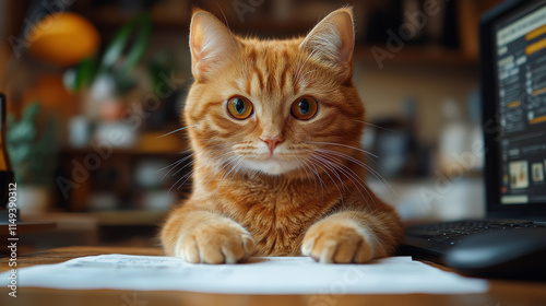 Wallpaper Mural A Orange Cat Is Operating On The Desk Torontodigital.ca