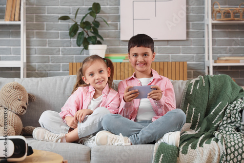 Cute happy little kids with...