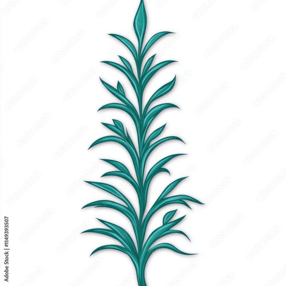 Fototapeta premium Teal Botanical Illustration Elegant Vertical Plant Design